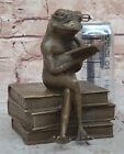 Vintage Austrian Vienna Cold Painted Bronze Frog Reading The News Decor Nr