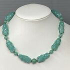 French Glass Bead Necklace Mint Green Hand Made Lamp Work Marble Collar Vtg 17 