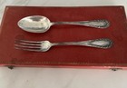 Antique Argento 800-1000 2- Pc Florentine Sterling Salad Serving Set W Orig Case