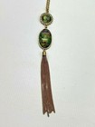 Ntw Necklace   Earrings Abalone Shell Metal Gold Tone Clear Rhinestones