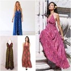 Wholesale Lot Indian Vintage Sari Silk Maxi Boho Gypsy Halter Backless Dress