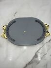 Vintage Oval Mirrored Vanity Tray Gold Ribbon Bow Coquette