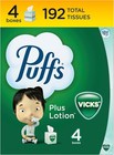 Puffs Plus Lotion With Vicks Facial Tissues  4 Cubes  48 Tissues Per Box
