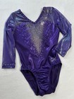 Gk Elite Leotard Gymnastics Swarovski Rhinestone Bling Competition Purple Leo Cl