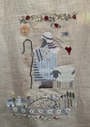Completed Shepherd   s Bush Reed   s Stocking Cross Stitch Folk Art Linen No Charms
