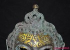 9 6   Old Chinese Bronze Ware Gilt Ancient People Man General Helmet Casque Mask