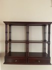 Vintage Mahogany Wall Shelf W Drawer   Swan Neck Pediment Federal Colonial Style