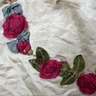 Vintage Edwardian Victorian Silk Childs Dress Ribbon Roses Pearl Buttons Antique