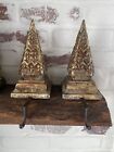 Vtg Bombay Co  Set Of 2 Gold Christmas Tree Stocking Holders Elegant Decor 8in 
