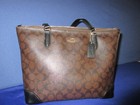  New  Coach City Zip Top Signature Brown   Black Tote F29208
