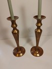 A Pair Of Tall Heavy Quality Vintage Solid Brass Candlesticks