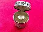 Antique Sterling Silver Repousse Hinged Thimble Box Case Sewing