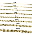 Real 10k Gold Rope Chain Necklace 3mm-10mm 18 -30  Inch Men Women Yellow Gold