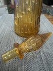 Amber Glass Genie Bottle Wax Drip Empoli Decanter With Stopper Mcm Vintage