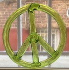 Vintage Mid Century Modern 6    Green Lucite Acrylic Peace Sign Mod Wall Decor
