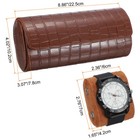 Watch Roll Travel Case 3 Slot Leather Cases  Stripe Texture Brown