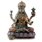 Hindu Goddess Lakshmi On Lotus Hinduism Figurine