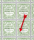Jordan 1952 Postage Due 4 Fils Block Of 50 Showing Major Error Green Blob