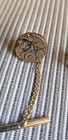 Goldtone Tie Tack With Chain Watch-gear Mask Lock Shield Fleur De Lis One price