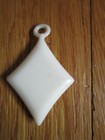 Vintage Plastic Pendant Only White cream Diamond-shape  No Chain Retro Free Ship