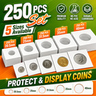250 Pcs Coin Collection Holders Cardboard Flips 5 Sizes Storage Organizer Supply