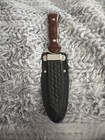 Vintage Western Usa W77 Boot Knife 4 5    Dagger Basketweave Leather Sheath Nice 