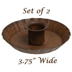 New Primitive Taper Candle Holder Rust Set Of 2 Fluted Edge Metal Farmhouse