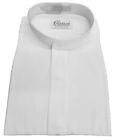 Men   s Mandarin Collar banded Collar  White Dress Shirt  Non Pleat