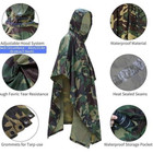 Waterproof Hooded Ripstop Rain Poncho Military Camping Hiking Raincoat Camo Us