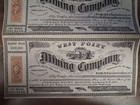 Pair Of Original 1864 West Point Mining Company Stock Certificates