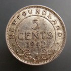 Newfoundland 1942-c George Vi 5c Five Cent Silver 