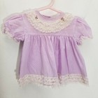 Vintage Cutest One Semi Sheer Girls Dress 12m Purple Polka Dot Ruffle Bow Lace