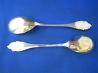 Pair Antique German 800 Silver Big 7 25  Spoons Gold Wash Mono 72 2 Grams Estate