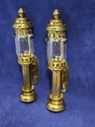 Antique Pair Of Brass And Glass Railway Train Carriage Candle Sconces - A2291