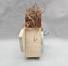 Vintage Wood Block Angel White W  Blue Ribbon Handmade Rustic Country Primitive