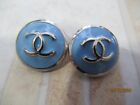 Chanel 2 Buttons   20mm Blue  Silver Tone  Metal    This Is For 2