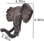 Antiqued Reproduction Cast Iron Elephant Head Single Hook Hanger Animal    