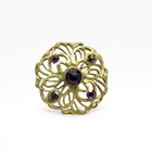 Antique Hatpin  Brass With 5 Purple Stones  Hat Pin  Nr 