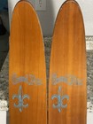 Vintage 54    Wooden Water Skis Beach Lakehouse Decor Grand Prix W  Bindings