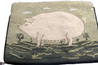 Vintage Hand Hooked Wool Country Farmhouse Pig 20  X 17  Throw Pillow Cover
