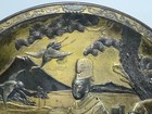 Japanese Antique  early 20thc  Japanese Bronze Plaque  Samurai   Mt Fuji 