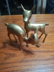 Set Of 2 Vintage Solid Brass Buck And Doe Deer Statues Figurines