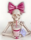 Coquette Skulls Pink Glitter Bow Halloween Skeletons Bust Tabletop Decor Set 2
