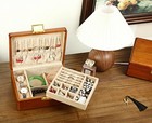 Solid Walnut Wood Jewelry Organizer Box With Lock 2-layer Vintage Jewelry Box Fo