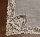 Antique Wedding Lace Handkerchief Victorian Embroidered 11 5    X 11 5   