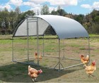 Large Metal Chicken Coop Walk-in Chicken Run 26x9x6 Ft Peaked Roof Farm Yard
