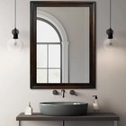 Wood Wall Mirror For Bathroom rectangle Large 30 X 40 Inch Hanging Vanity Black