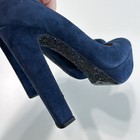 Miu Miu Navy Blue Suede Platform Glitter High Heel Camoscio Pumps Eu Size 38