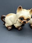 Vintage Japan Ceramic Sad Eye Siamese Cat Kitty Anthropomorphic Figurine Set