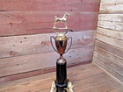 Vintage 1950 s Cast Metal Horse Statue Thoroughbred Show Champion Trophy